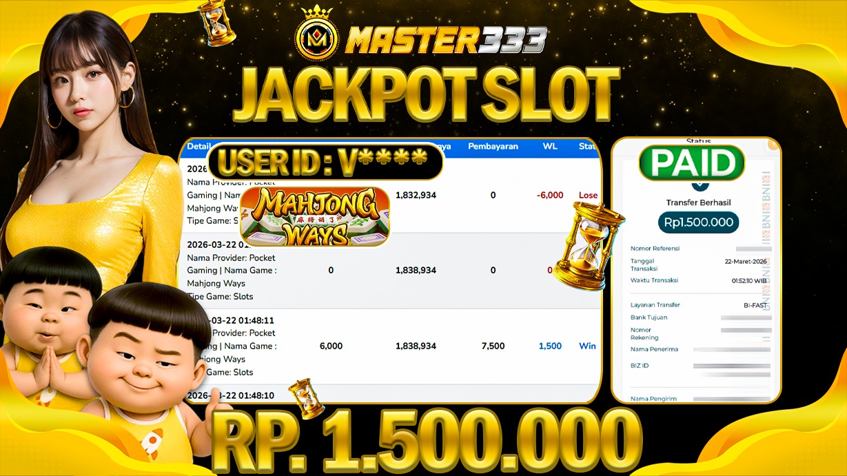 JACKPOT Rp 1.500.000 JUTA DIMASTER333 LANGSUNG DI BAYAR LUNAS